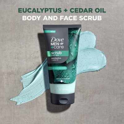 Dove Men+Care Body & Face Scrub: Moisturizing Exfoliator for Dull Skin, Paraben-Free, Vegan, 9oz