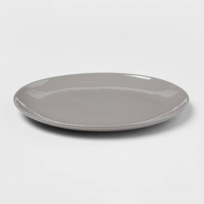 10" Stoneware Avesta Serving Platter Gray - Threshold: Oval Modern Microwave & Dishwasher-Safe Tableware