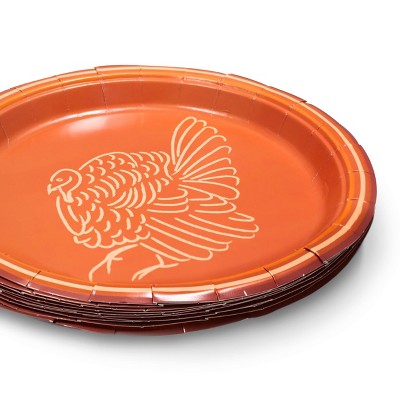 10ct 10" Thanksgiving Paper Party XL Plate Turkey