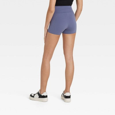 Women's Mid-Rise Foldover ButterBliss Shorts Slate Blue XL