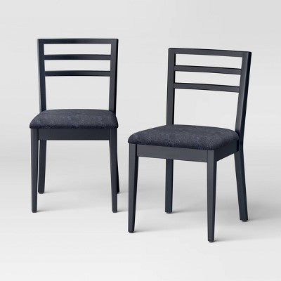 Set of 2 Ladder Back Dining Chair With Padded Seat Black - Room Essentials (LOCAL PICKUP ONLY)