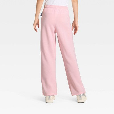 Girls' Care Bears Wide Leg Fleece Sweatpants - Light Pink L