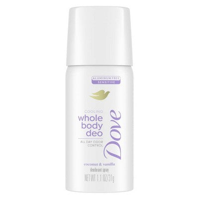 Dove Beauty Whole Body Deodorant Spray Coconut & Vanilla - Travel Size Aluminum-Free 1.1oz