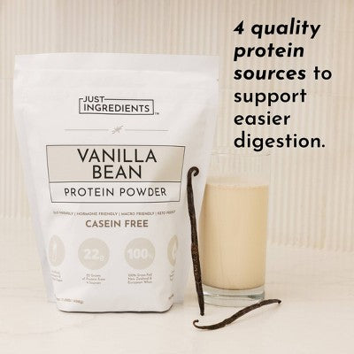 Just Ingredients Vanilla Bean Protein Mix - 17.5oz - 15 servings: Non-Caffeinated Powder, Sports Drink