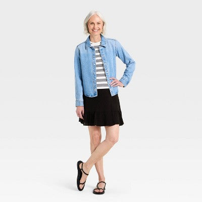 Women's Cotton Mini Wrap Skirt - Universal Threads Black M