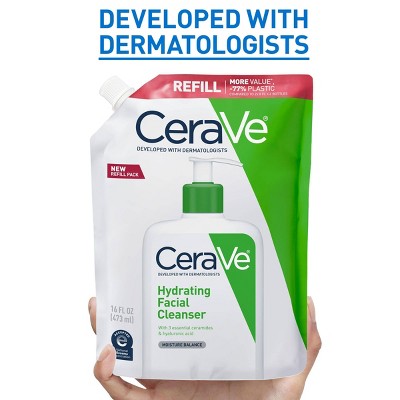 CeraVe Hydrating Face Wash with Hyaluronic Acid and Glycerin for Normal to Dry Skin - Refill - 16 fl oz