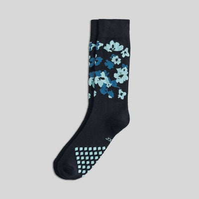 Jockey Generation Men's Diamond Cushion Comfort Crew Socks - Floral Black/Blue 7-12