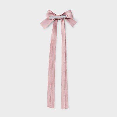 Satin Hair Bow Clip with Pearl Heart Set 2pc - Wild Fable Pink