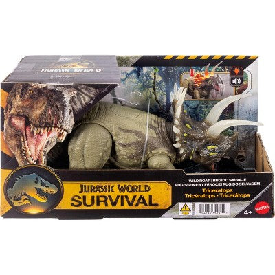 Jurassic World Wild Roar Triceratops Dinosaur Action Figure Toy, Sounds & Attack & Lights