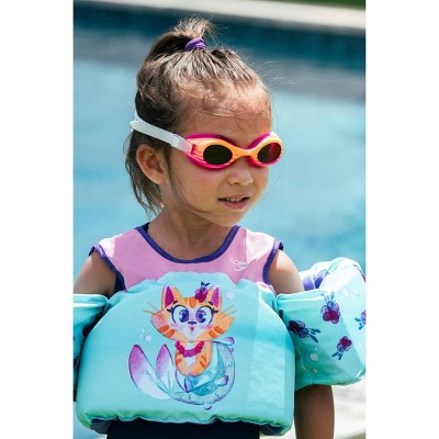 Speedo Kids' Glide Print Swim Goggles - Orange/Pink: Flexible Anti-Fog, Age 3-6
