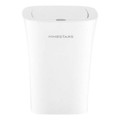 Nine Stars 10L/2.6gal Motion Sensor & Water Resistant Trash Can White: Bathroom Trash Can with Lid, Smell Resistant