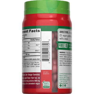 Nature's Truth Apple Cider Vinegar 600mg Vegan Gummies - Apple - 75ct