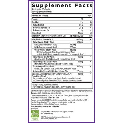 New Chapter Wholemega Fish Oil - Wild Alaskan Salmon Oil - 1000mg Softgels - 60ct: Certified Gluten-Free, NSF Certified