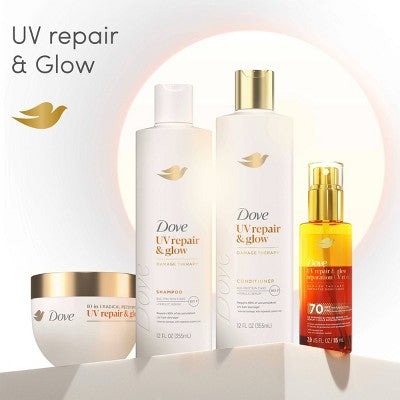 Dove Beauty UV Repair & Glow Shampoo - Damage Therapy - 12 fl oz: Vegan, Gel, Moisturizing, Nourishing