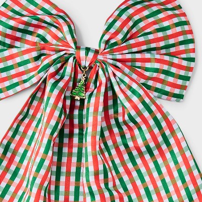 Bow with Charm Hair Barrette - Green/Red