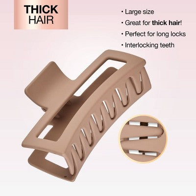 scunci Large Open Rectangle Claw Clip - Matte Blush - Thick Hair