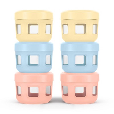 Ello 12pc (Set of 6) Glass Condiment Food Storage Containers Multicolor Pastels