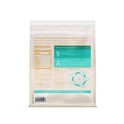 Oath Nutrition Clear Protein Powder - Coconut Colada: Gluten-Free - Whey Isolate - 20g Protein - 18 Servings
