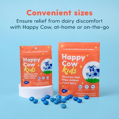 Happy Cow Kids' Fast Acting Lactase Dietary Supplement Sugar Shell - Chocolate - 35ct