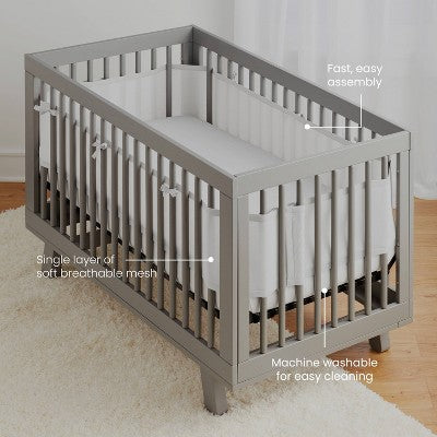 HALO Breathable Mesh Crib Liner, Full Size Crib - Classic, White