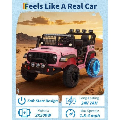 Garvee 24V Ride on Toys for Big Kids, 2-Seater Electric Ride on Car Truck with Remote Control, Four-Wheel Shock Absorbers, 4 Mph Max Speed (LOCAL PICKUP ONLY)