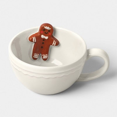 13 fl oz Christmas Stoneware Gingerbread Peek-a-boo Mug Ivory - Wondershop