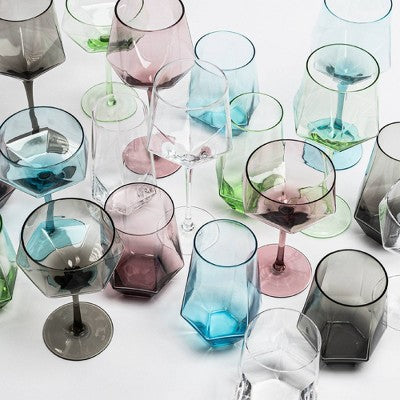 over&back 17.6 fl oz Facet Stemmed Wine Glass Clear