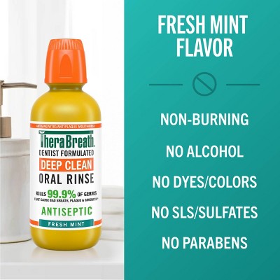 TheraBreath Deep Clean Mouthwash - Fresh Mint - 33.8 fl oz: Paraben-Free, Phthalate-Free, Formaldehyde-Free