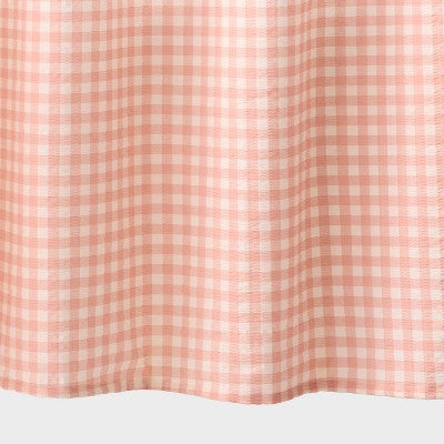 Gingham Ruffle Dorm Shower Curtain Pink/Ivory - Room Essentials