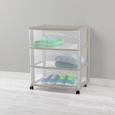 3 Drawer Wide Cart Spaceship Gray - Brightroom (LOCAL PICKUP ONLY)