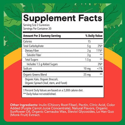 SmartyPants Kids Fiber & Veggies Gummies for Digestive Health, Mixed Berry - 60ct