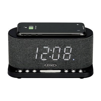 Jensen Dual Alarm Clock Radio with Wireless Qi Charging