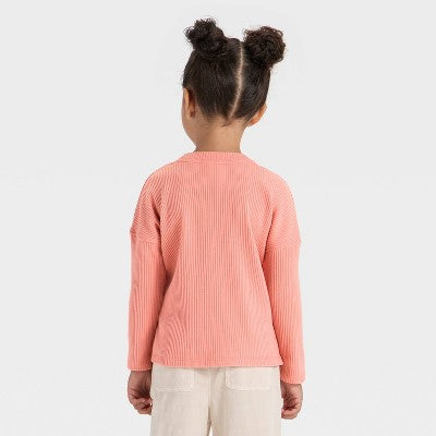 Toddler Girls' Cozy Ribbed Top - Cat & Jack Coral Orange 5T