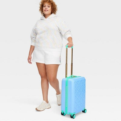 Embossed Heart Hardside Spinner Carry On Suitcase Light Blue - Roller Rabbit x Target (LOCAL PICKUP ONLY)
