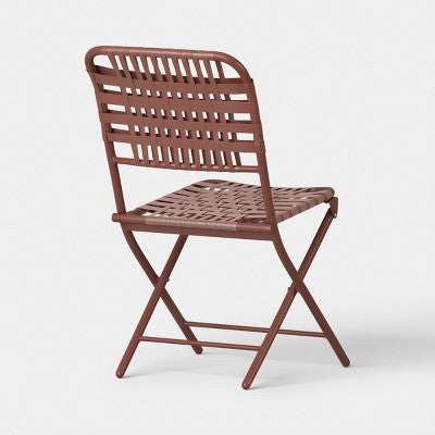Open Weave Folding Chair Brown - Threshold (LOCAL PICKUP ONLY)