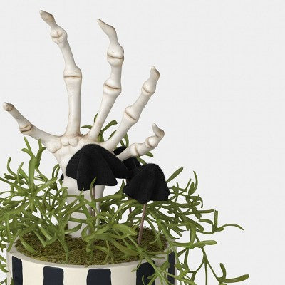 11.5" Artificial Plastic Pot of Grim Greenery and Hand Bone - Hyde and EEK! Boutique: Halloween