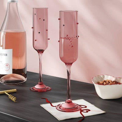 7.3 fl oz Champagne Glass Pink with Red Dots - Threshold