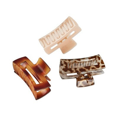 scunci Medium Sized Rectangle Claw Clips - All Hair - 3pcs