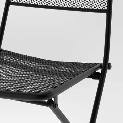 1pc Metal Mesh Outdoor Portable Patio Folding Chair Black - Room Essentials (LOCAL PICKUP ONLY)