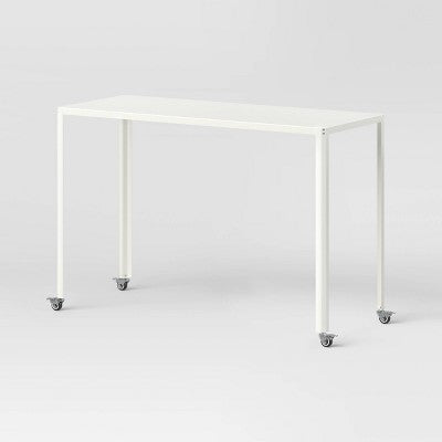 45" Rolling Metal Computer Desk Chalk White - Room Essentials (LOCAL PICKUP ONLY)