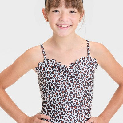 Girls' Leopard Printed One Piece Swimsuit - SIZE L: UPF 50+