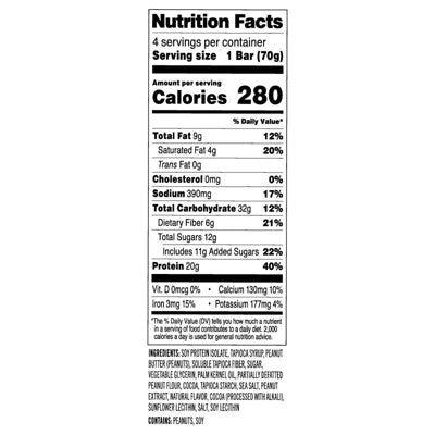 PROBAR Peanut Butter Chocolate Protein Bar - 10oz/4pk: 20g Protein, Chewy Texture