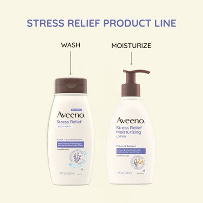 Aveeno Stress Relief Body Wash - Lavender - 12oz