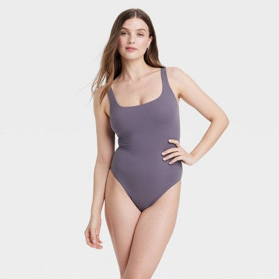 Women's Luxe 4-Way Stretch Tank Bodysuit - Auden Mauve Gray L