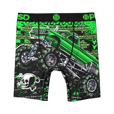 PSD Boys' 2pk Monster Truck Printed Boxer Briefs - Green S