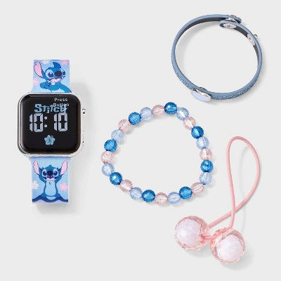 Girls' Stitch Watch Set with Braclets - Blue/Pink