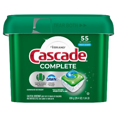 Cascade Fresh Scent Complete ActionPacs Dishwasher Detergents - 55ct