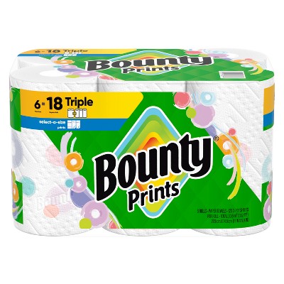 Bounty Printed Select-A-Size Paper Towels - 6 Triple Rolls