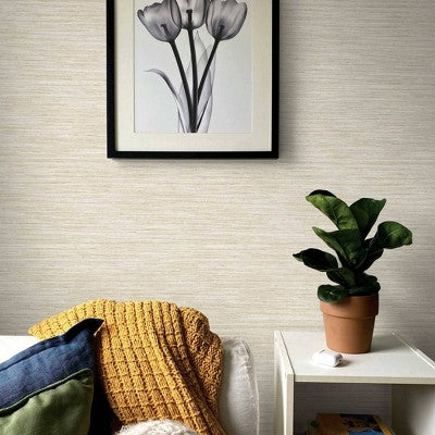 Tempaper & Co. Peel and Stick Wallpaper Horizontal Grasscloth Ecru (LOCAL PICKUP ONLY)