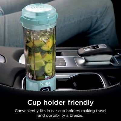 Ninja Blast 18oz Portable Blender Tinted Aqua BC151AQ: 1-Speed, Dishwasher-Safe, Plastic & Stainless Steel, 1.75 lbs